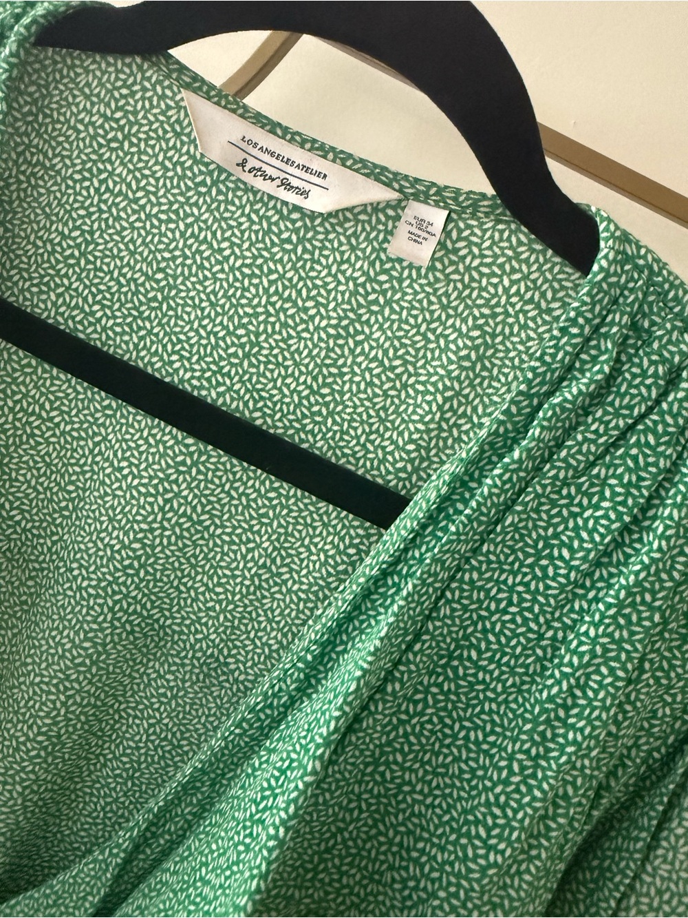 & Other Stories Green Ditsy Print Wrap Blouse